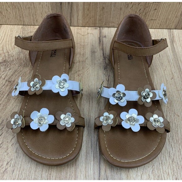 Michael Kors Toddler Girl Sandals Size 5 Brown Hook Loop Closure Casual Open Toe - Picture 4 of 16